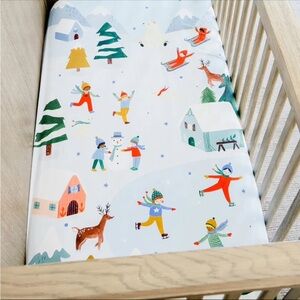 Rookie Humans Snowy Day Christmas winter holiday Standard Size Crib Sheet